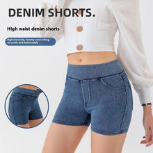Load image into Gallery viewer, High Waist Hip Lift Yoga Denim Shorts
