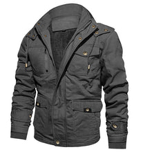 Load image into Gallery viewer, Men&#39;s Cotton Coat Jacket Hooded Multi-pocket Vintage Fleece-lined
