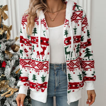 Load image into Gallery viewer, Long Sleeve Cardigan Christmas Printed Plush Coat
