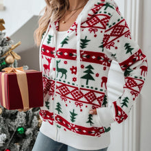 Load image into Gallery viewer, Long Sleeve Cardigan Christmas Printed Plush Coat
