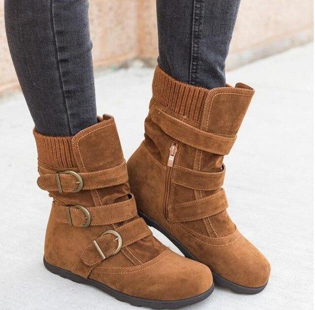 Winter buckled calf women&