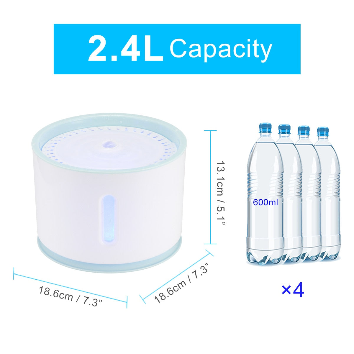 2.4L Automatic Pet Cat Water Fountain with LED Electric USB r - foxberryparkproducts