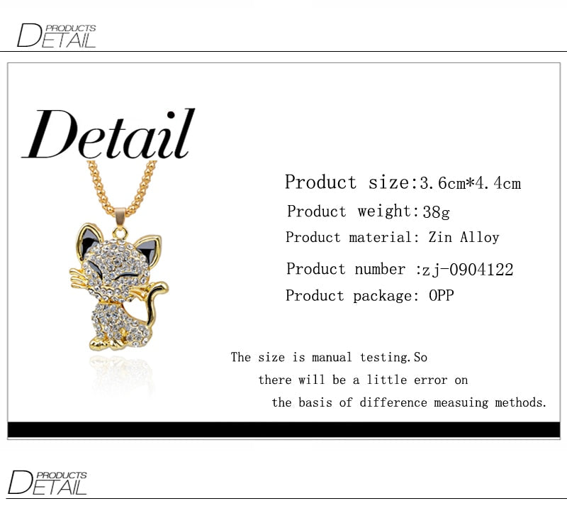 Necklace Pretty Rhinestone Cat Pendant                     ID A214 - 1156 - foxberryparkproducts