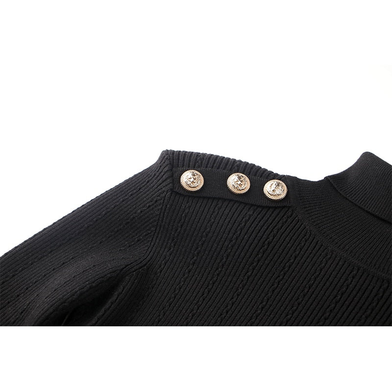 Harley Fashion Women Winter Wool Blend Black Turtleneck Pullover Sweater Top Quality Casual Knit Fabric