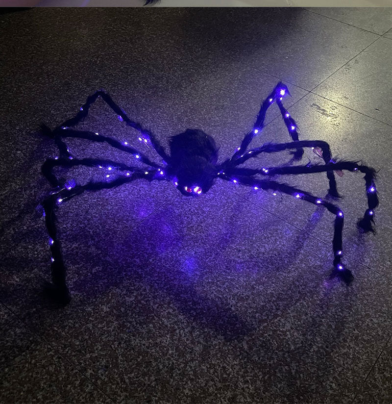 New Halloween Glowing Plush Spider Decoration Prop - foxberryparkproducts