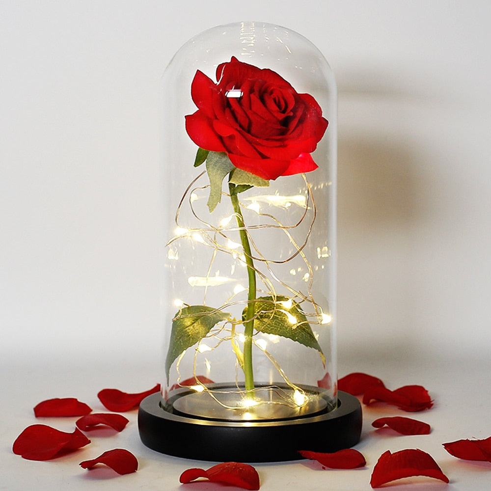 Beauty And The Beast Rose In LED Glass - foxberryparkproducts