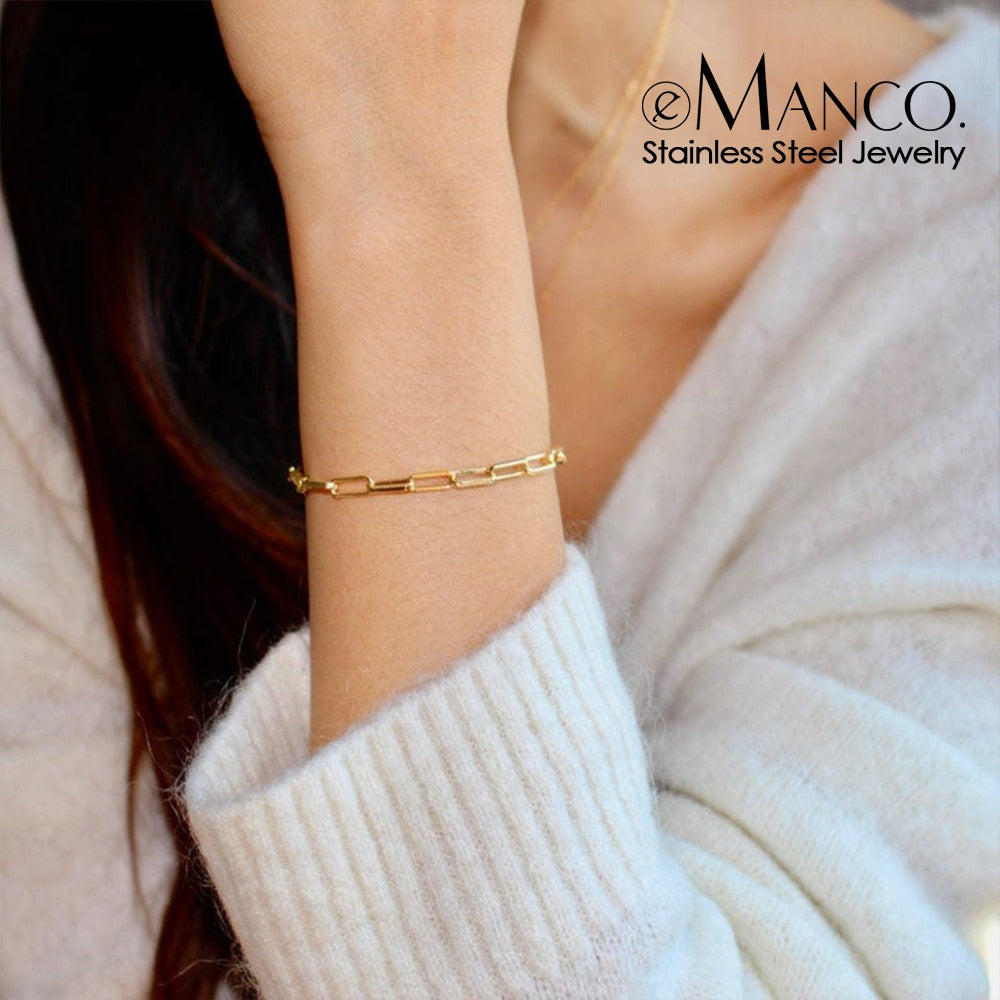Bracelet for Women Curb Cuban Link Chain Stainless Steel Womens Bracelets Chains Davieslee Jewelry - foxberryparkproducts