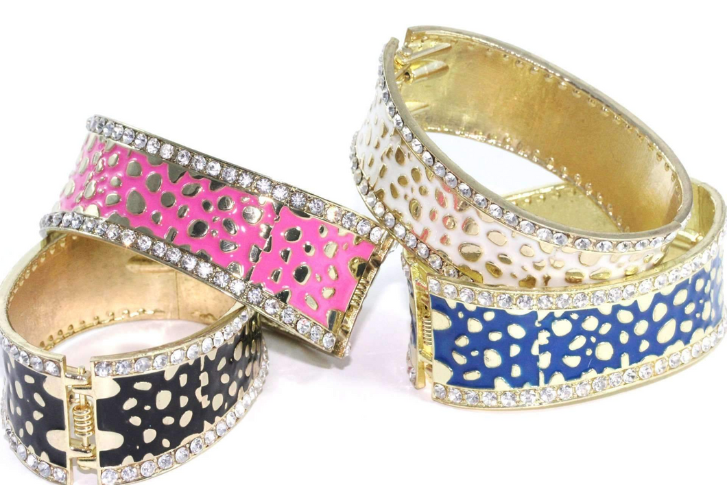 Leopard Design Hinged Cuff Bangle - foxberryparkproducts