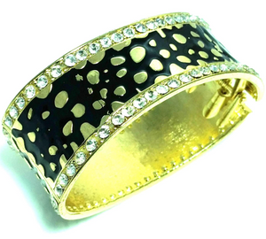 Leopard Design Hinged Cuff Bangle - foxberryparkproducts