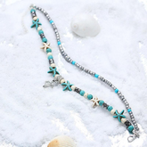 Vintage Double Beaded Turtle Starfish Boho Anklet - foxberryparkproducts