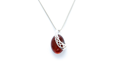 Cherry Red Celtic Amber Pendant - foxberryparkproducts