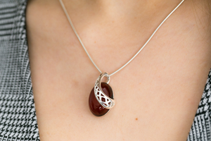 Cherry Red Celtic Amber Pendant - foxberryparkproducts