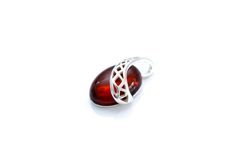 Cherry Red Celtic Amber Pendant - foxberryparkproducts