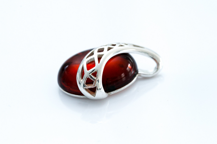 Cherry Red Celtic Amber Pendant - foxberryparkproducts