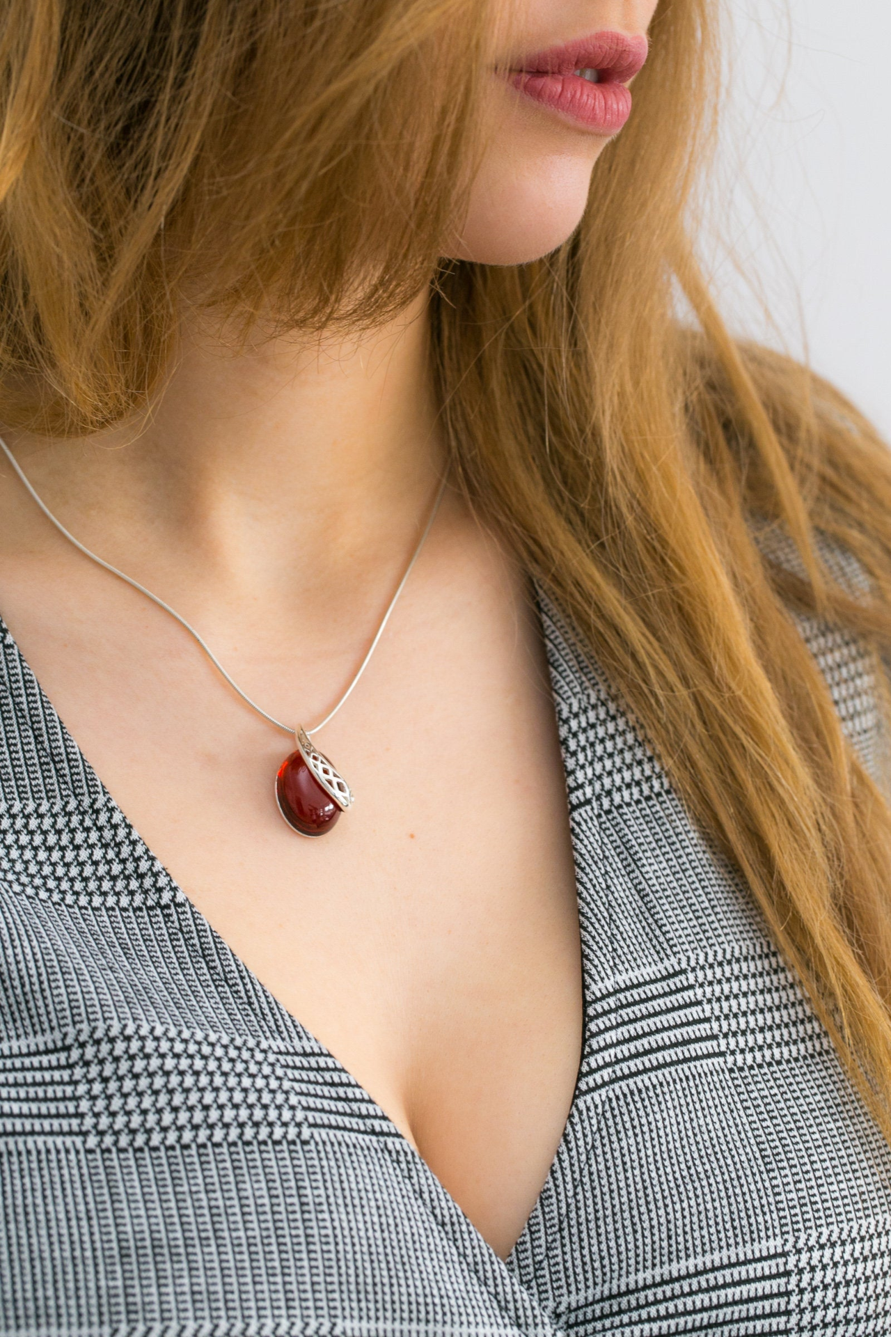 Cherry Red Celtic Amber Pendant - foxberryparkproducts