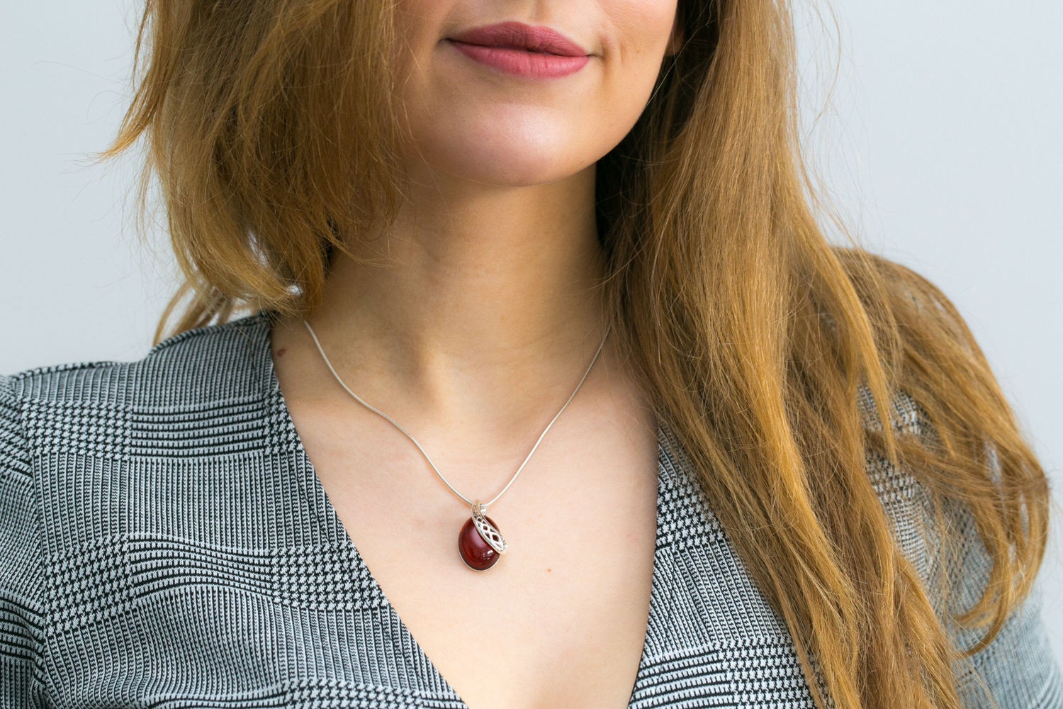 Cherry Red Celtic Amber Pendant - foxberryparkproducts