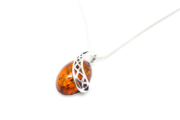 Cherry Red Celtic Amber Pendant - foxberryparkproducts