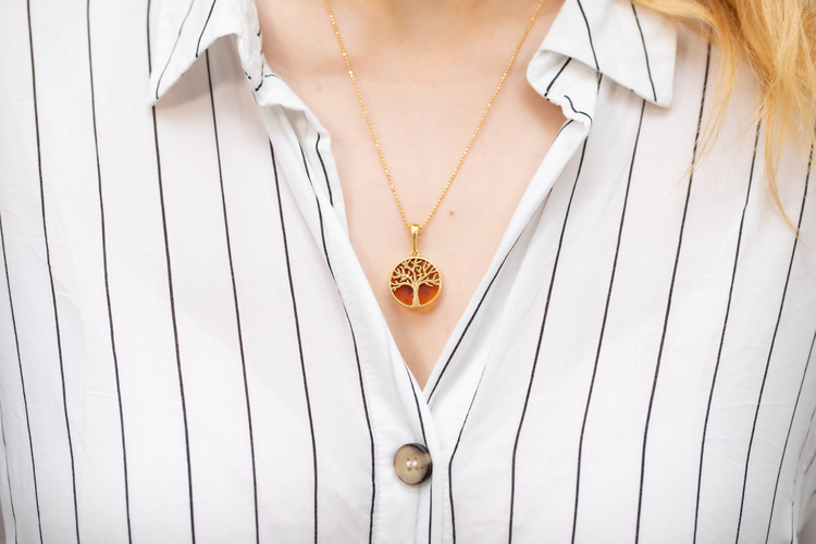 Large Gold Plated Tree of Life Pendant - foxberryparkproducts