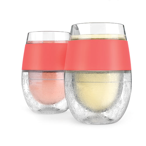 Wine FREEZE™ Cooling Cups in Coral (set of 2) by - foxberryparkproducts