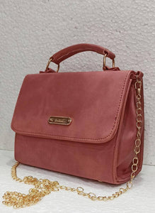 Women's Regular Size Solid Brown Artificial Leather Handheld Bag - foxberryparkproducts