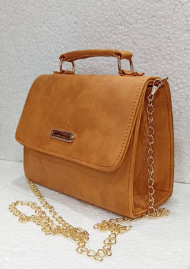 Women's Regular Size Solid Brown Artificial Leather Handheld Bag - foxberryparkproducts
