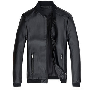 Men's Stand-Up Collar Leather Jacket