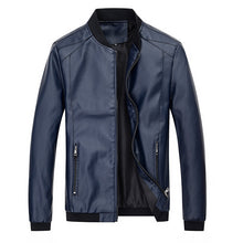 Load image into Gallery viewer, Men&#39;s Stand-Up Collar Leather Jacket
