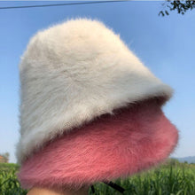 Load image into Gallery viewer, Winter women&#39;s fashion Solid color rabbit fur hat bucket cap - foxberryparkproducts
