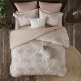Cotton Jacquard Duvet Cover Set Gray/Blush 094 - foxberryparkproducts