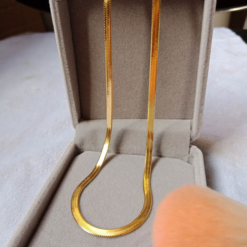 24K Gold Blade Snakebone Necklace - foxberryparkproducts