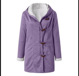 Solid color mid-length hooded jacket