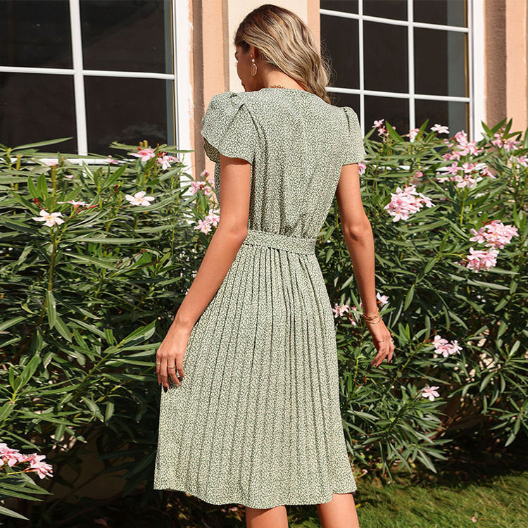 Quality High-End Mid-Waist Solid Color Cotton Green Mid-Length Skirt - foxberryparkproducts