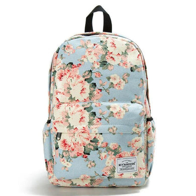 White Flower Women Backpack Junior High School Student Bookbags - foxberryparkproducts