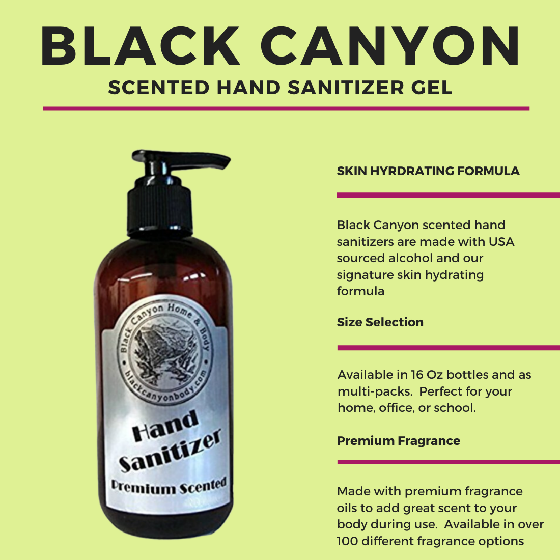 Black Canyon Amber & Orange Blossom Scented Hand Sanitizer Gel - foxberryparkproducts