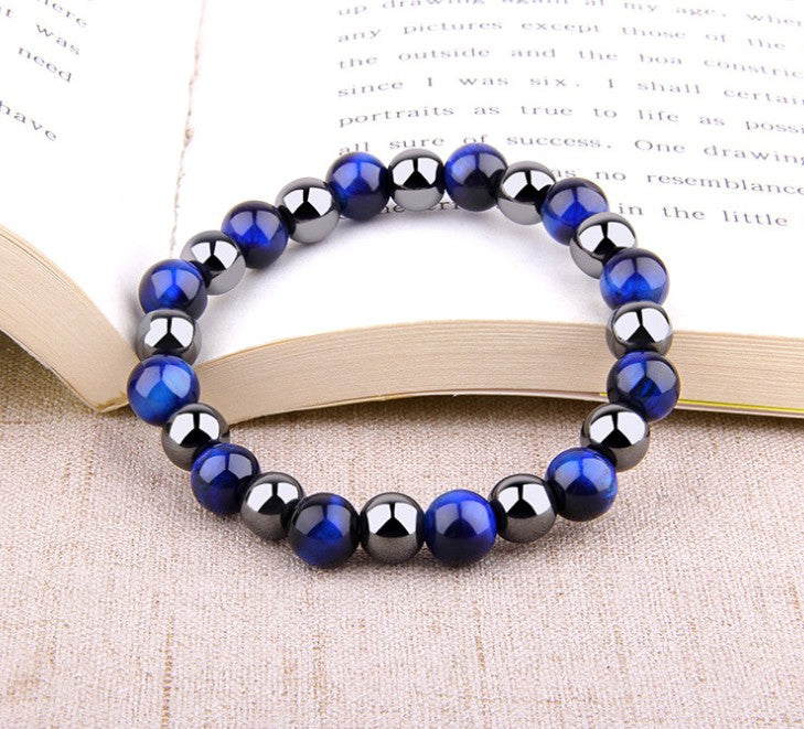 Royal Blue Tiger Eye Bracelet Men's Simple Obsidian Couple Friendship Bracelet（B200036 B200037） - foxberryparkproducts