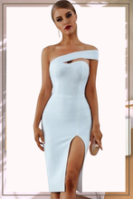 Load image into Gallery viewer, Delicate Diva High Slit Off The Shoulder White Bodycon Midi dress
