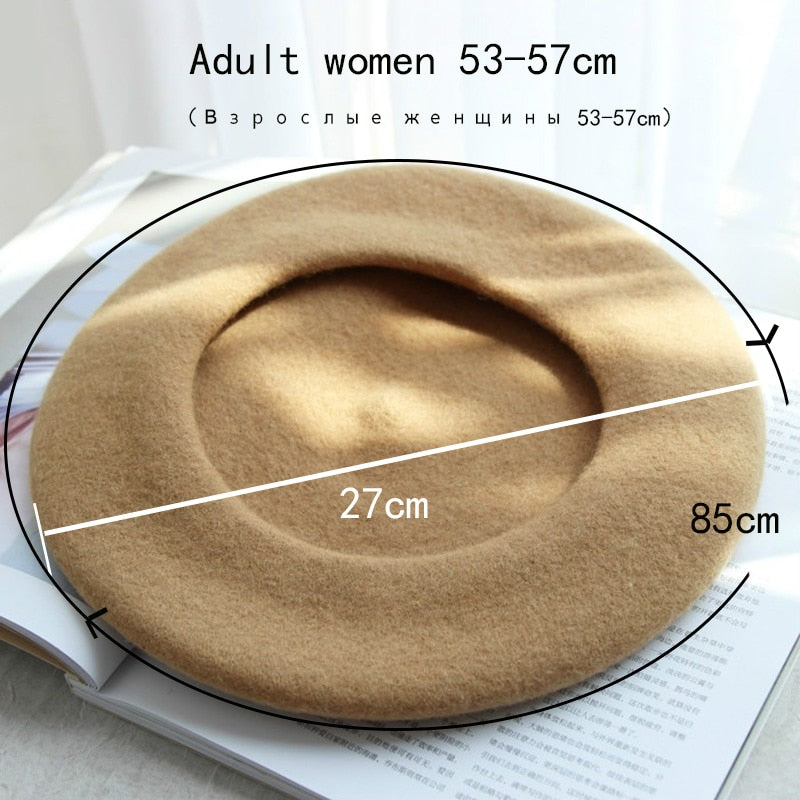 Autumn Winter Hat 100%  Wool Thick  Berets French Artist Beret - foxberryparkproducts