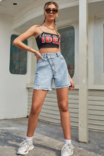 Load image into Gallery viewer, Buttoned Raw Hem Denim Shorts
