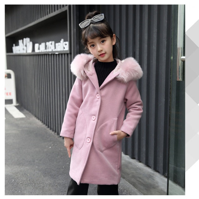 Girls Long Sleeve Hooded Windbreaker spring autumn Winter - foxberryparkproducts