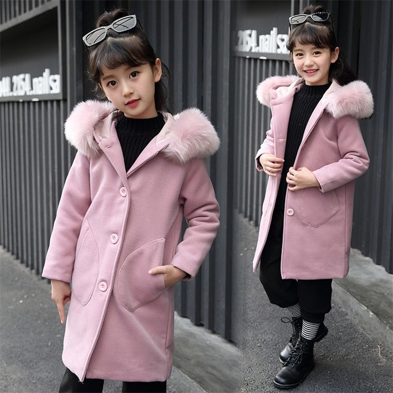 Girls Long Sleeve Hooded Windbreaker spring autumn Winter - foxberryparkproducts