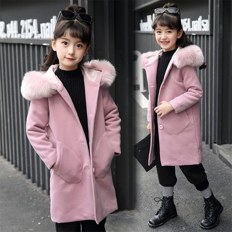 Girls Long Sleeve Hooded Windbreaker spring autumn Winter - foxberryparkproducts