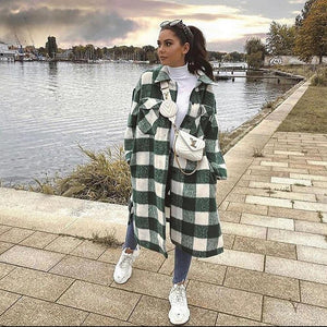 Fall Winter Women Oversized Checked Jackets Coat - foxberryparkproducts