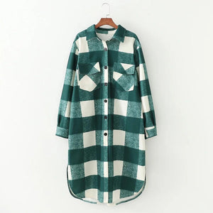 Fall Winter Women Oversized Checked Jackets Coat - foxberryparkproducts