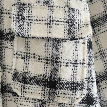Load image into Gallery viewer, Loose Beige Plaid Tweed Shirt  Basic Oversized Jacket  Shirt Coat - foxberryparkproducts
