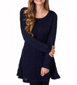 Women Causal  Short Sweater Dress Female Autumn Winter White Long Sleeve Loose knitted Sweaters Dresses - foxberryparkproducts