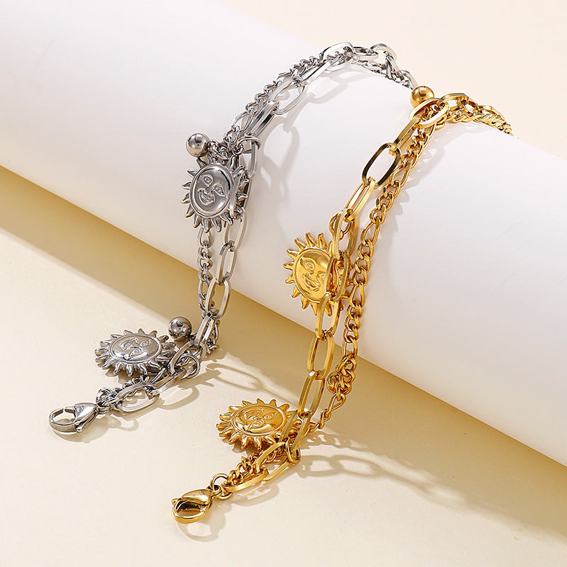 Fashion Bracelet ins Double Titanium Steel Bracelet Cold Style Men&