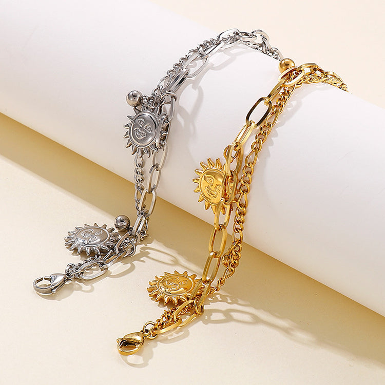 Fashion Bracelet ins Double Titanium Steel Bracelet Cold Style Men&