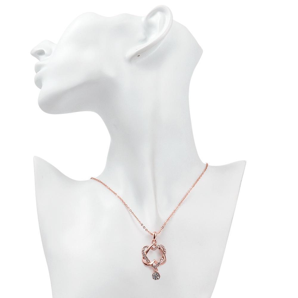 Crystal Double Heart Necklace in 18K Rose Gold Plated - foxberryparkproducts