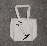 Flying bird swing- cotton canvas natural tote bag - foxberryparkproducts