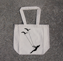 Load image into Gallery viewer, Flying bird swing- cotton canvas natural tote bag - foxberryparkproducts
